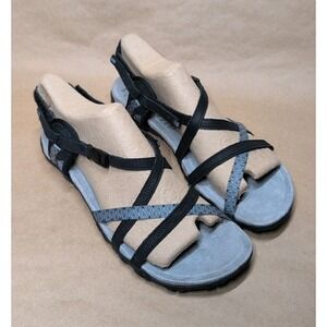 Merrell Women Size 11 Terran Black Gray Suede adjustable Straps Sandals Comfort
